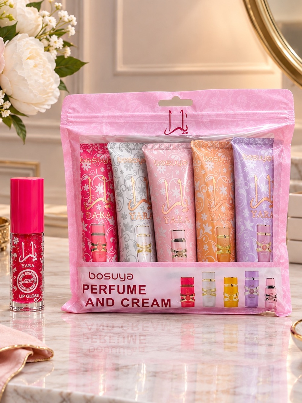 YARA 5-Piece Perfumed Hand Cream Set + YARA Lip Gloss NWT